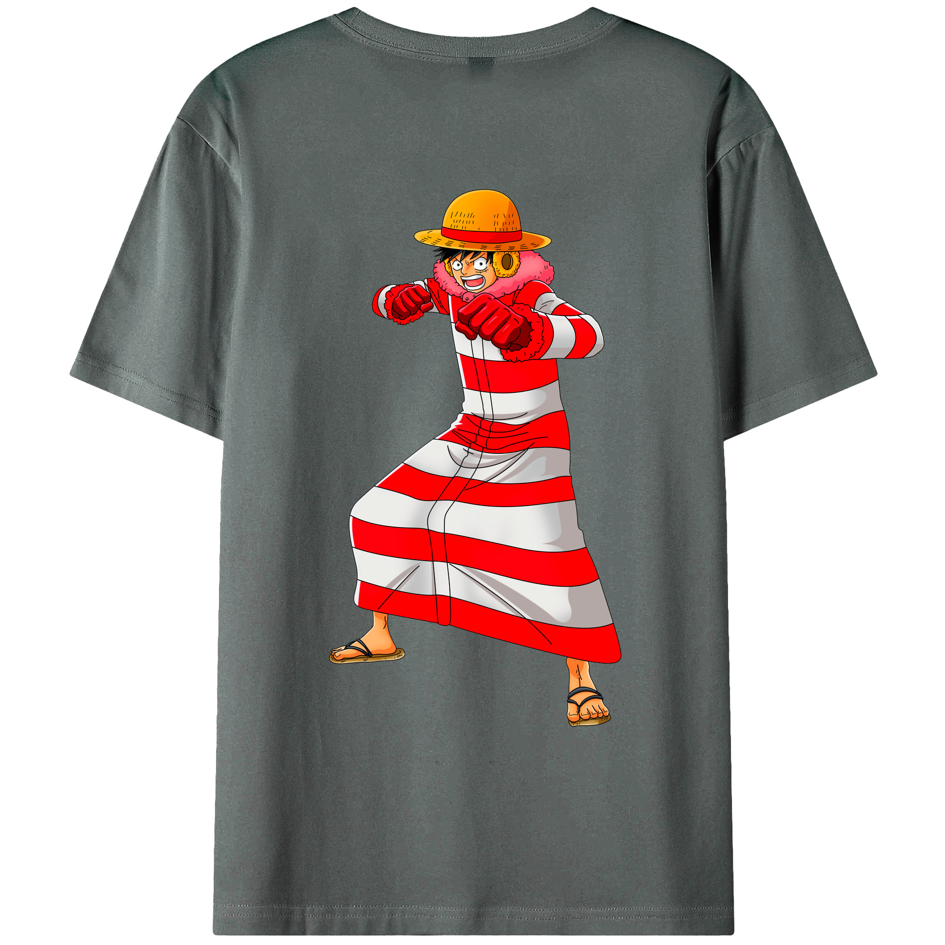 ワンピース モンキー・D・ルフィ ONE PIECE Monkey D. Luffy 綿100％ メンズ半袖Tシャツ（バックプリント） 通気性